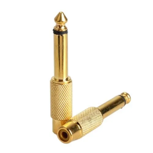 

50pcs Gold plated 6.35mm (1/4 Inch) male Mono Plug to RCA Jack connector