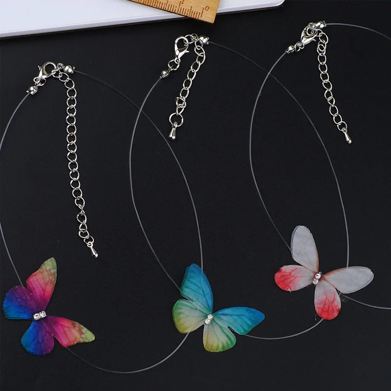 Горячая распродажа модных украшений животных: ошейник-подвеска в форме бабочки из кожаной веревки с цепью для женщин в подарок.