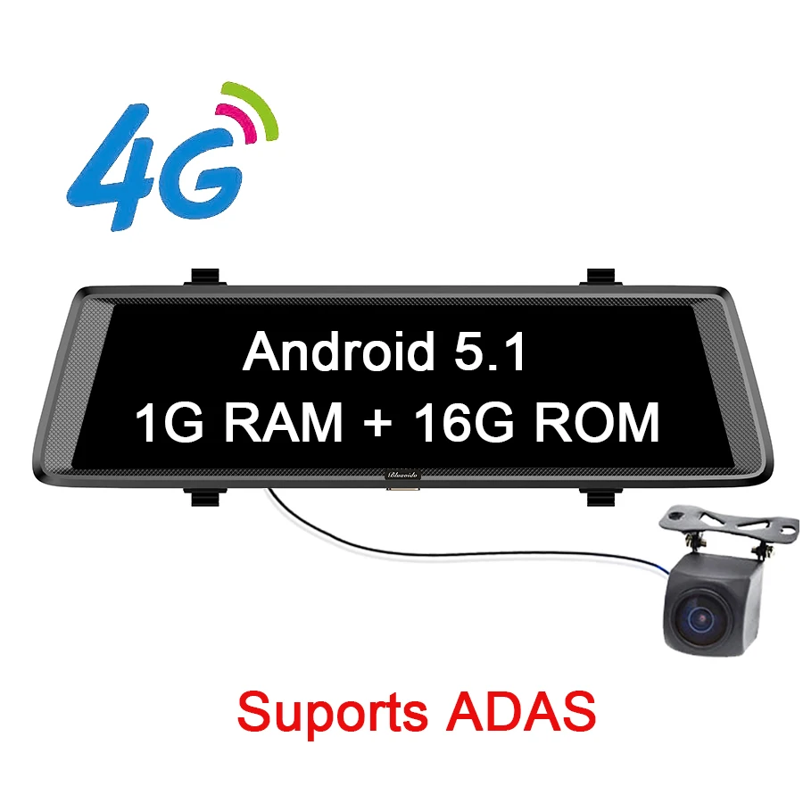 4G Version Bluavido 1" 4G ADAS Android Зеркало Автомобильный видеорегистратор gps навигация Full HD 1080P видеорегистратор камера заднего вида dvr WiFi Bluetooth - Название цвета: 4G Version