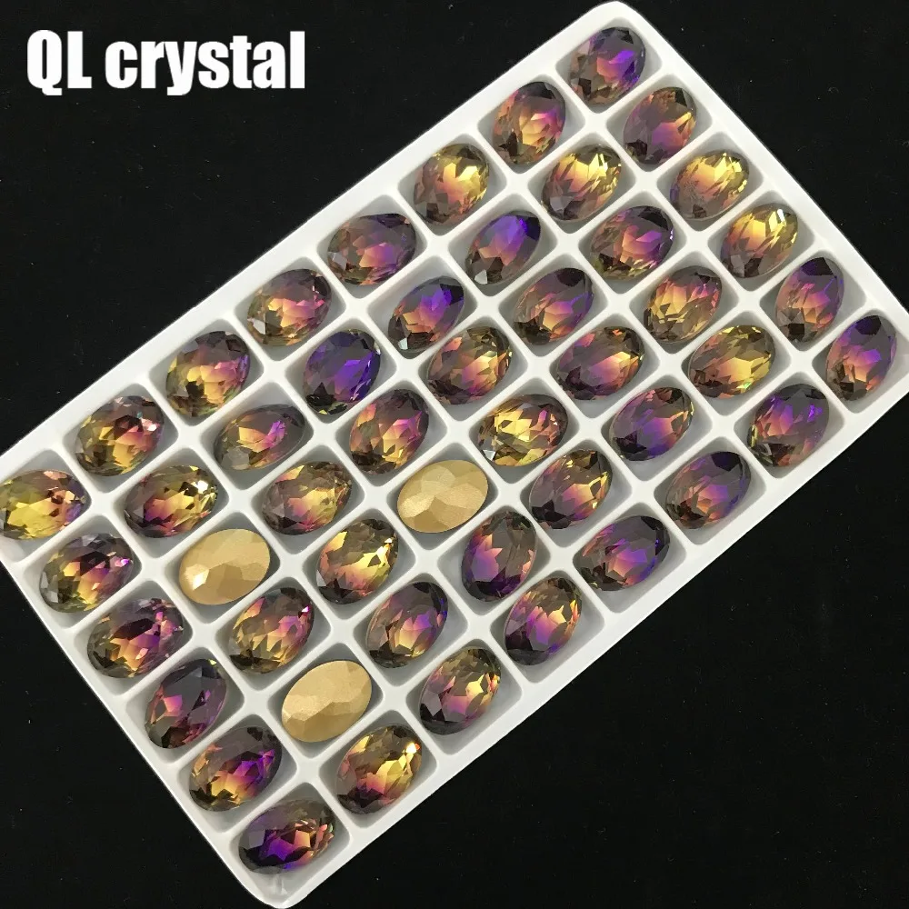 10x14mm Oval Tourmaline Glass Crystal Pointback Fancy Stone for DIY garment bags shoes Jewelry accessory | Дом и сад
