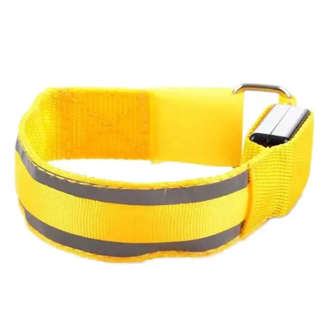 Yellow 1 шт. нейлоновые нарукавники, ночной светоотражающий светодиодный браслет, модный унисекс светящийся браслет, Браслет-манжета, браслет для взрослых и детей - Окраска металла: Yellow
