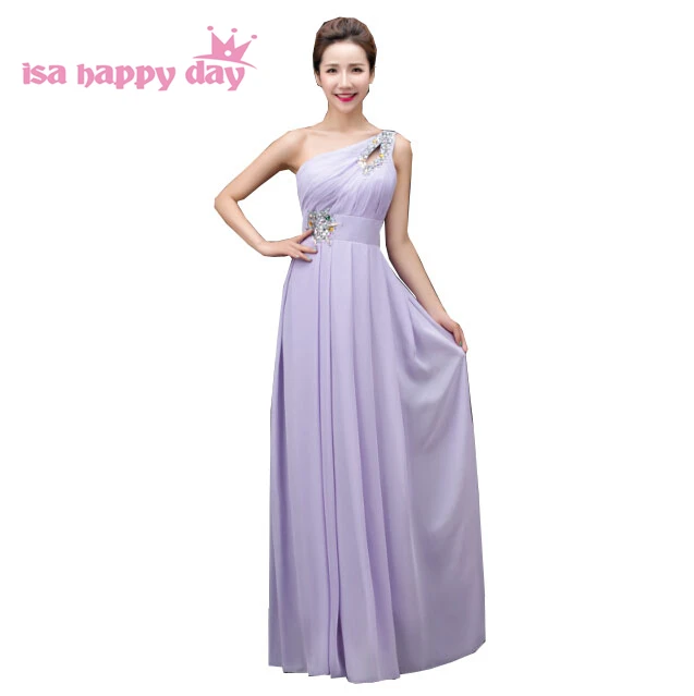 

lilac bridesmaid women bridesmaids one shoulder dress sister of bride chiffon gown dresses size 6 for wedding guests H3754