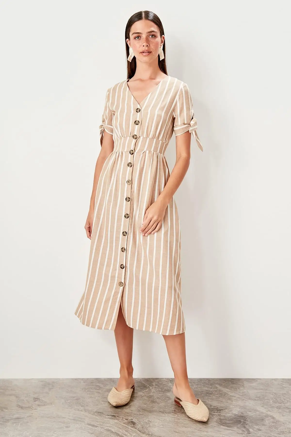Trendyol Camel платье на пуговицах TWOSS19ST0129|Женские платья| |