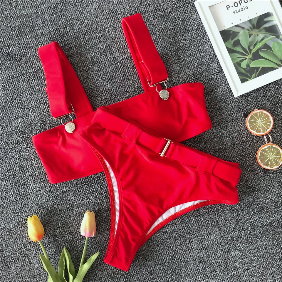 Women Swimsuit New Arrival Strap Bandeau Sexy Bikini Set Women Swimwear High Waist Bikini Women Bathing Suit