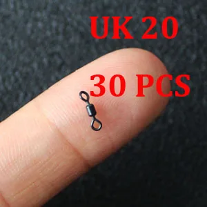 30PCS Size 20 30 шт. длинный баррель поворотный Размер 8 11 20 Микро Поворотный для карповых установок подходит для ригов зажимы матовый черный Карп Рыболовный терминал снасти - Color: 30PCS Size 20