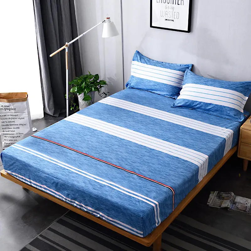 

Waterproof Bed Linen Fitted Sheet with Elastic Bands Twin Queen King Size Mattress Cover 150X200 180x200 Bedspread No Pillowcase