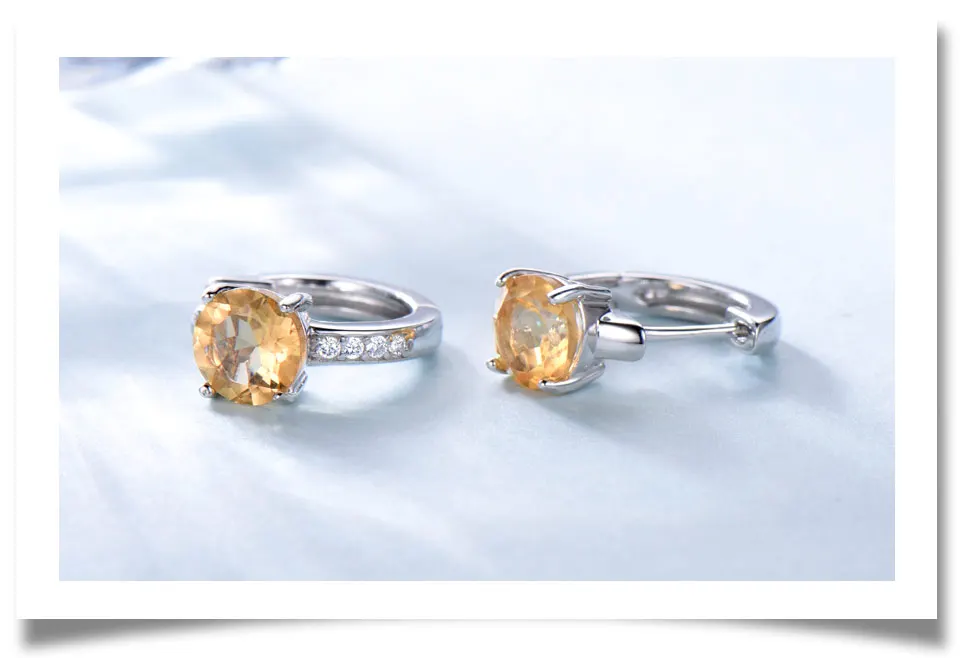 UMCHO 2.0ct натуральный цитрин клип серьги для женщин Настоящее 925 пробы женские серебряные серьги хорошее ювелирное изделие Мода Новинка