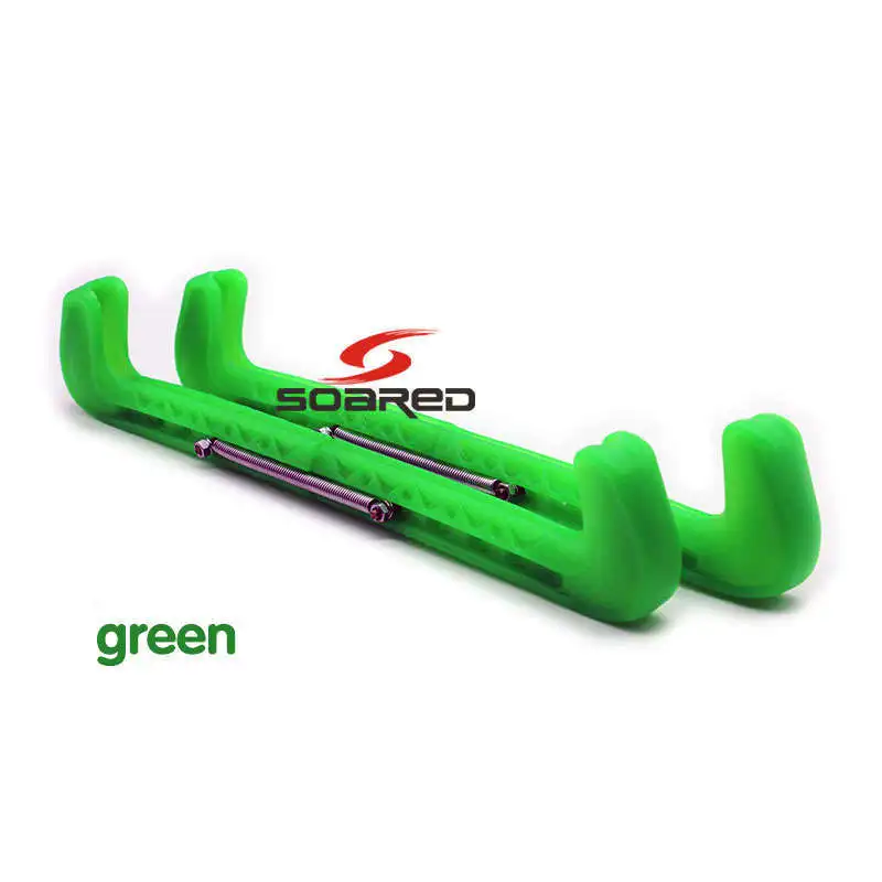 Green 1 пара Упругие скейт обувь крышка нож для колки льда лезвие Защитная Длина Регулируемая скейт защита скорость/фигура скейт обувь протектор - Цвет: Green