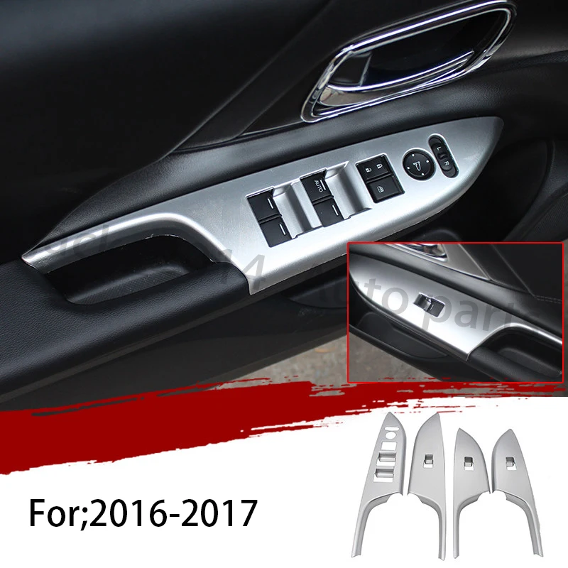 Window Lift Panel ABS Серебряный автомобиль модификация внутреннее окно Лифт панель Крышка отделка центральной полосы управления для Honda Accord 9th - Название цвета: Window Lift Panel