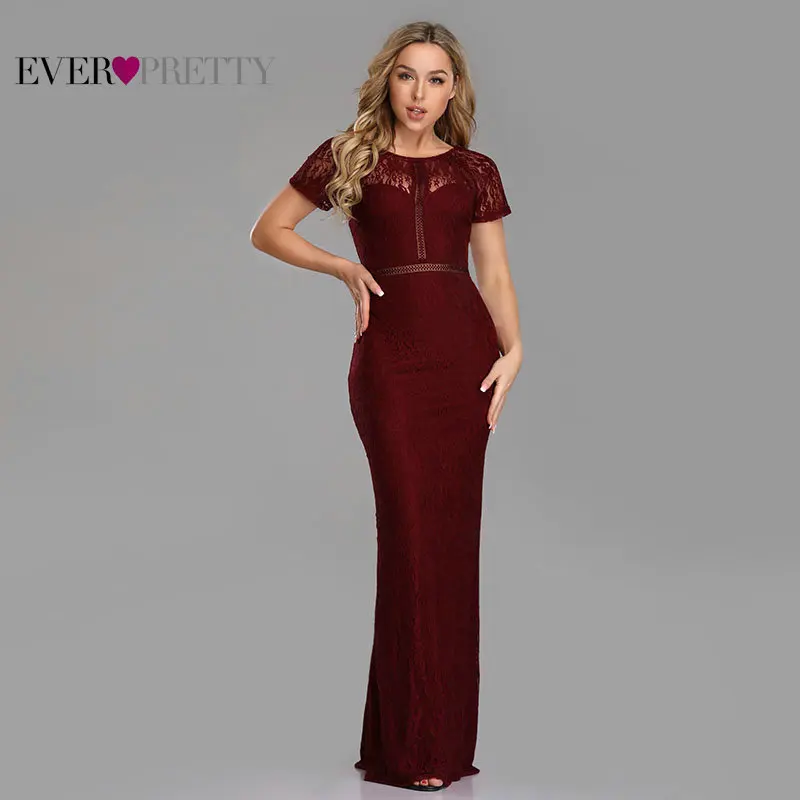 Ever Pretty, вечерние платья, длинные,, сексуальные, маленькая Русалочка, полностью кружевные, с коротким рукавом, прозрачные, для особых случаев, платья EZ07752