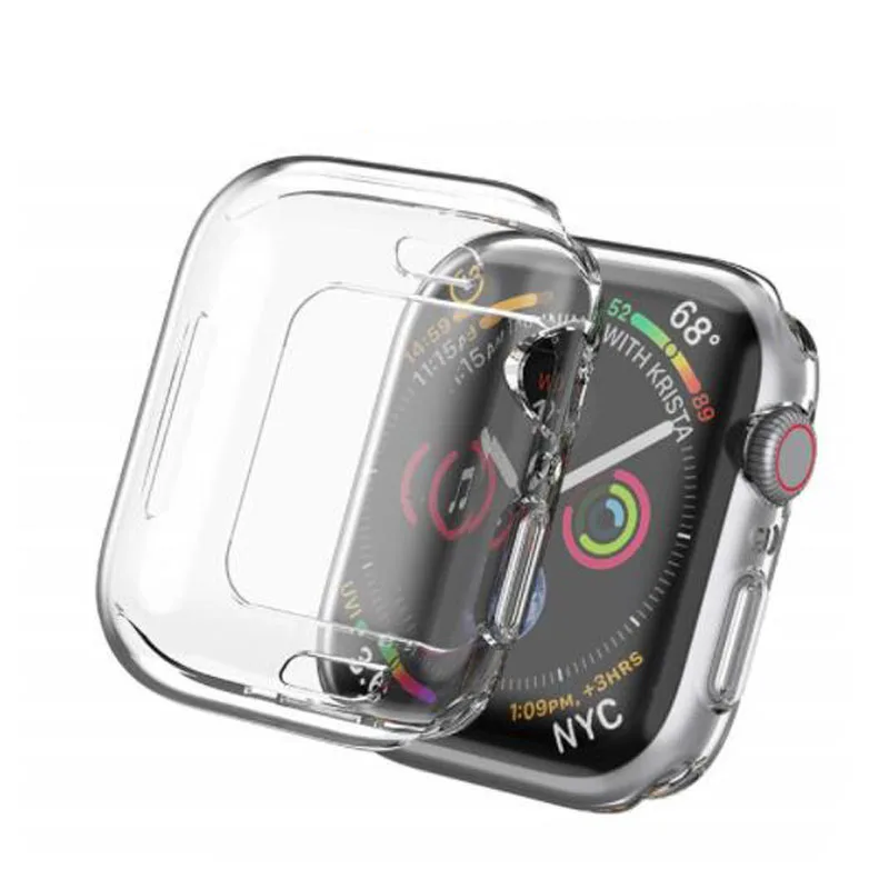 Прозрачный Мягкий ТПУ защитный чехол бампер для наручных часов Apple Watch Series 2/3/4/5 38 мм 42 мм 40 мм 44 Экран Защитная крышка