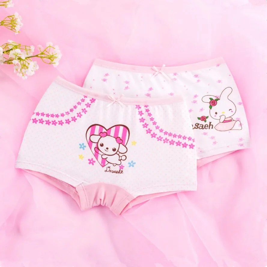 

4pcs organic cotton fabric kawaii girls panties for children cute pink underwear kids clothing briefs for 3-12T children clothes