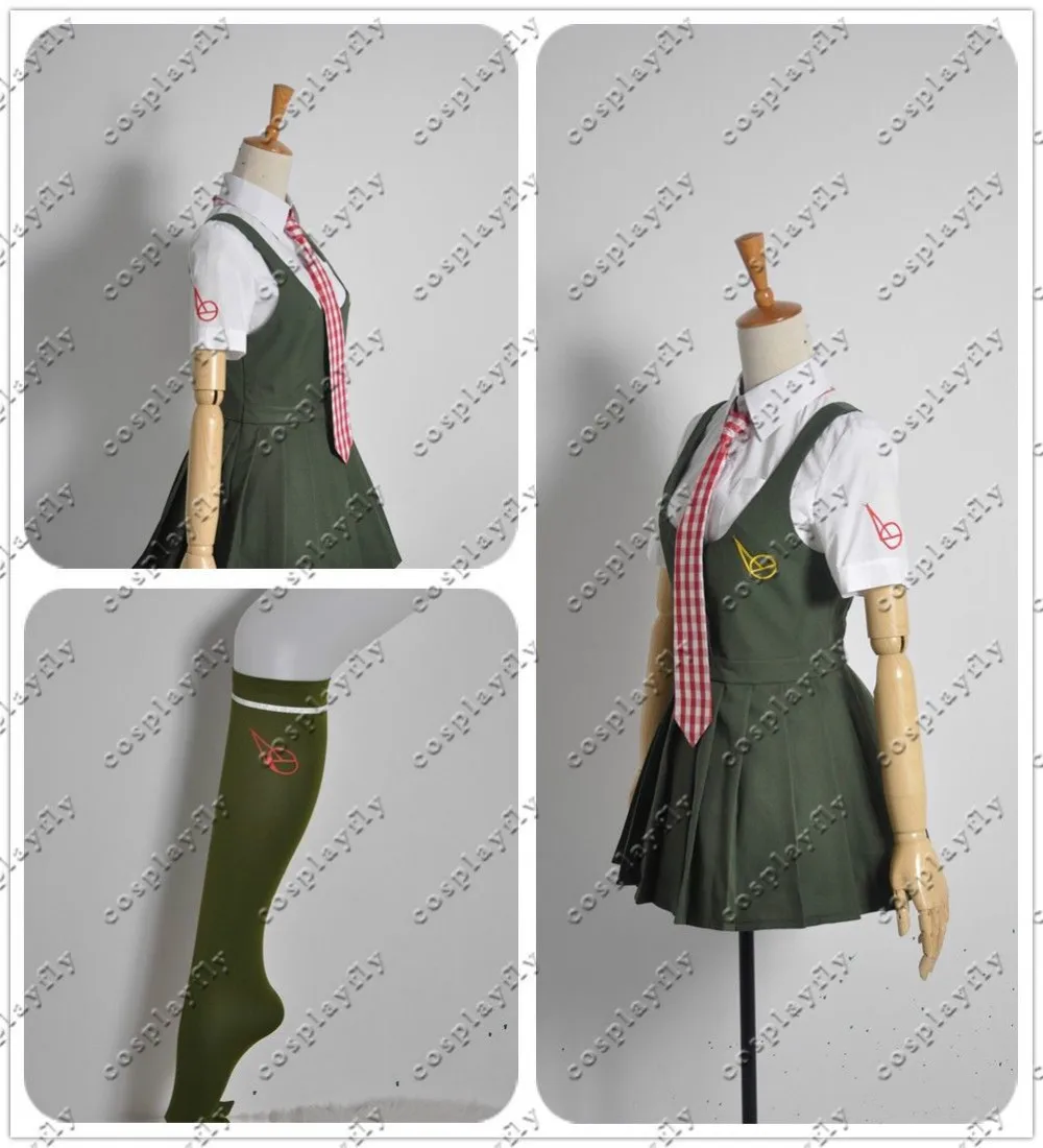 Mahiru Koizumi супер Danganronpa Косплей Костюм на заказ оливковое зеленое платье