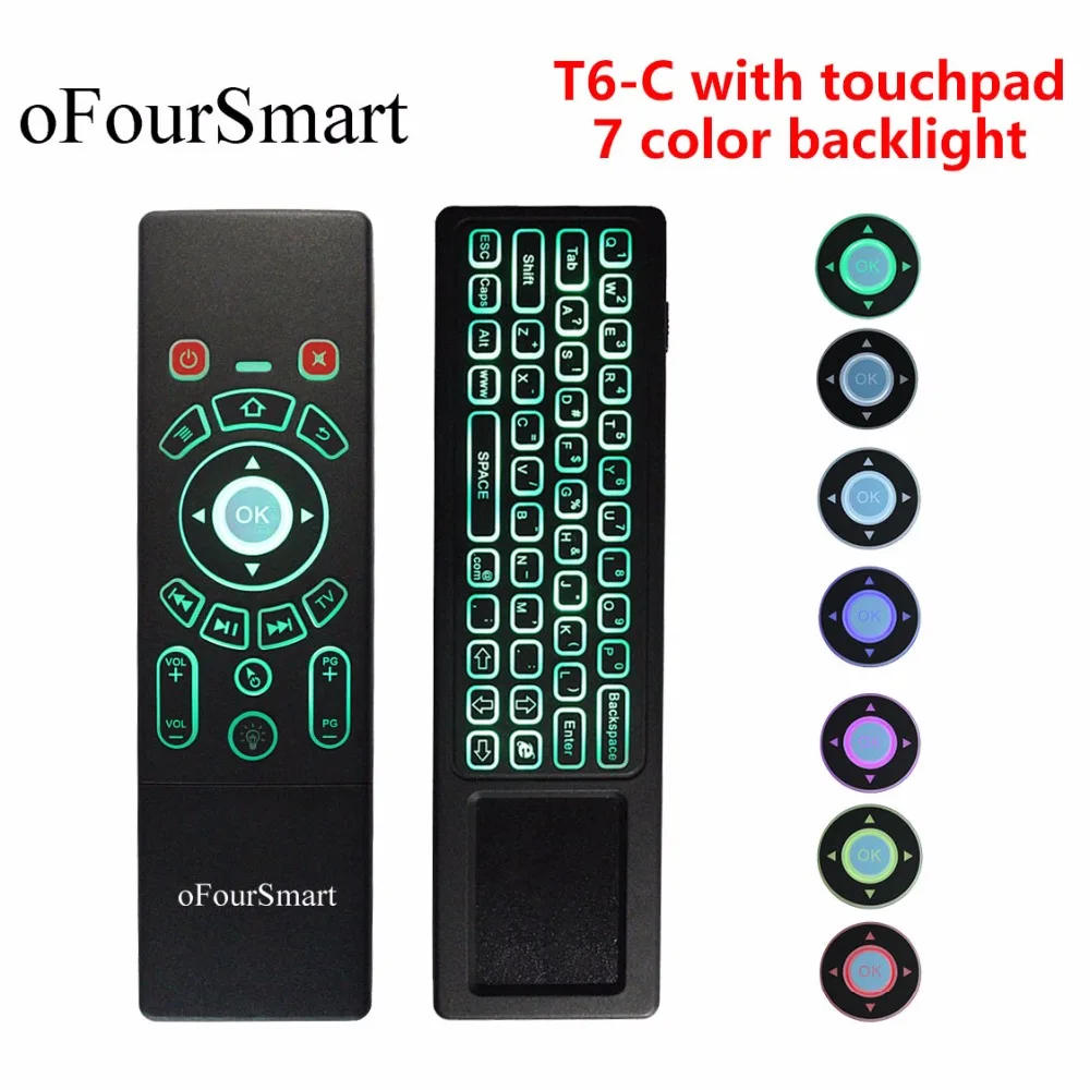 T6 C Беспроводная клавиатура Air Remote Control Touchpad с Цветной подсветкой 2 4 ГГц для Xiao mi TV