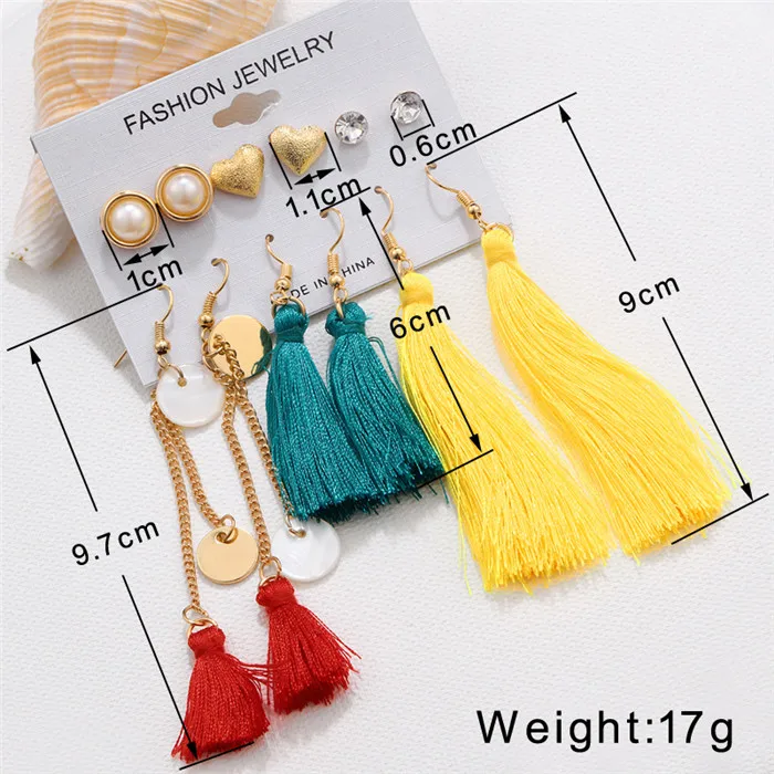 EH1951 Жемчужные серьги-кисточки для женщин, серьги в богемном стиле, набор, серьги с кристаллами, Brincos, женские модные серьги, украшения - Окраска металла: EH1951