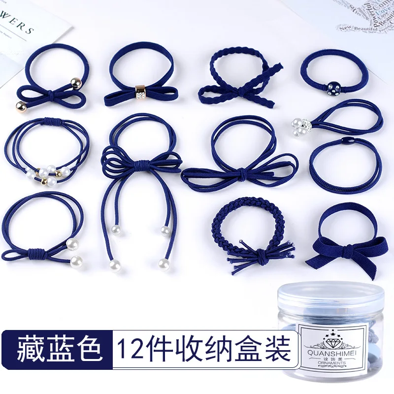 

12pcs/set Storage Bottle Packing Hair Accessories for Women Elastic Hair Bands Ponytail Scrunchie Simple Korea