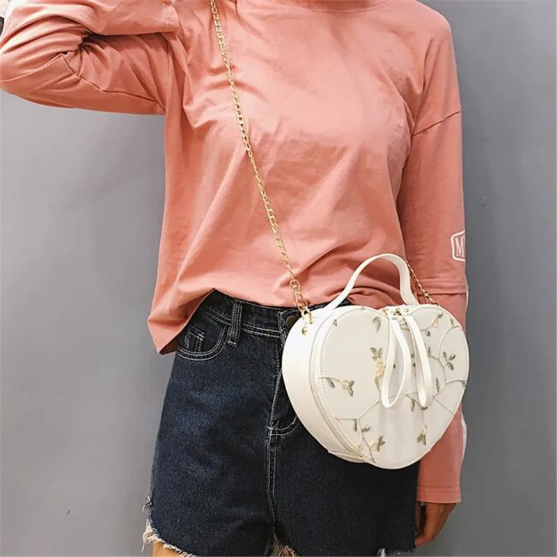 Женская сумка-мессенджер из искусственной кожи с вышитыми кружевными цветами и