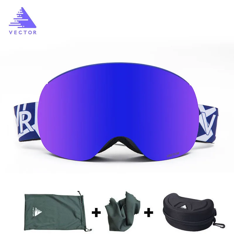 Sky Bule with Case Магнитные лыжные очки двухслойные UV400 Анти-туман большие Лыжные маски очки для катания на лыжах для мужчин и женщин сноуборд лыжные очки снежные очки - Цвет: Sky Bule with Case