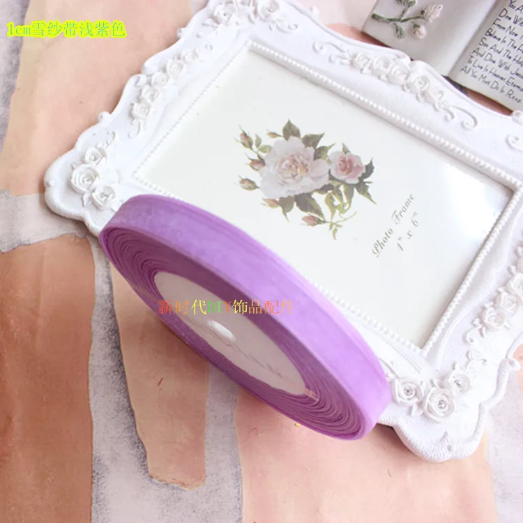 Light purple 50 ярдов 3/" 10 мм лента из органзы бант для свадебного украшения, кружевных ремесел 22 цвета доступны - Цвет: Light purple