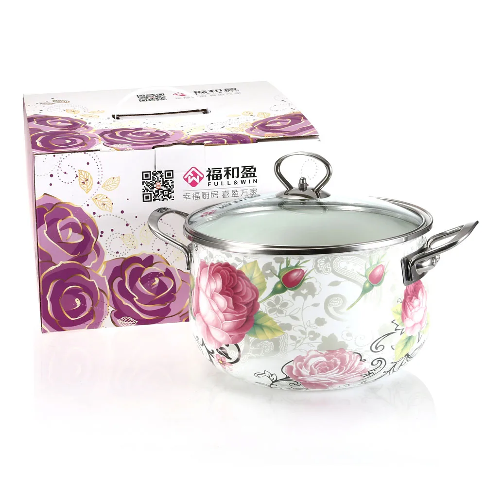 

Dia 24cm Multi Purpose Soup Pot Enamel Pot With Toughened Glass Cover Kitchen Pot For Gas And Induction Cooker