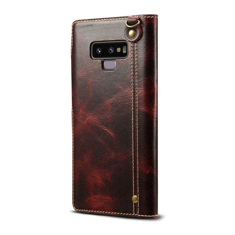 Для samsung Note9, настоящий чехол, Ретро стиль, масло, воск, Воловья кожа, ремешок на руку, флип, кошелек, сумка, чехол для samsung Galaxy Note8, чехол для телефона