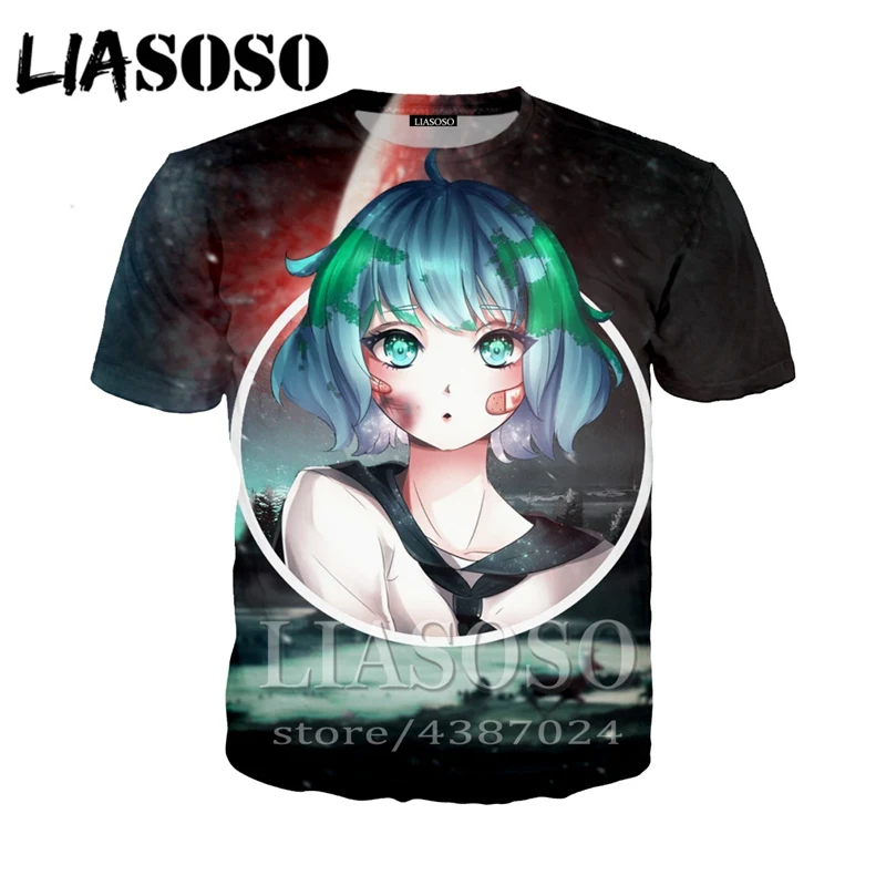 LIASOSO аниме 3d принт футболка для мужчин и женщин Harajuku doki милая Забавная девушка