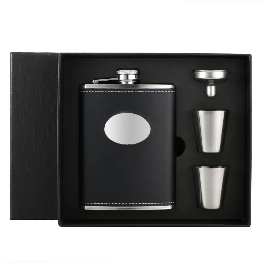8oz with Gift Box BIUBIUTUA 8 унций, Кожаная набедренная фляжка, фляга из нержавеющей стали для алкоголя, Подарочная фляжка для путешествий, набор на заказ, фляжка, подарок для мужчин - Цвет: 8oz with Gift Box