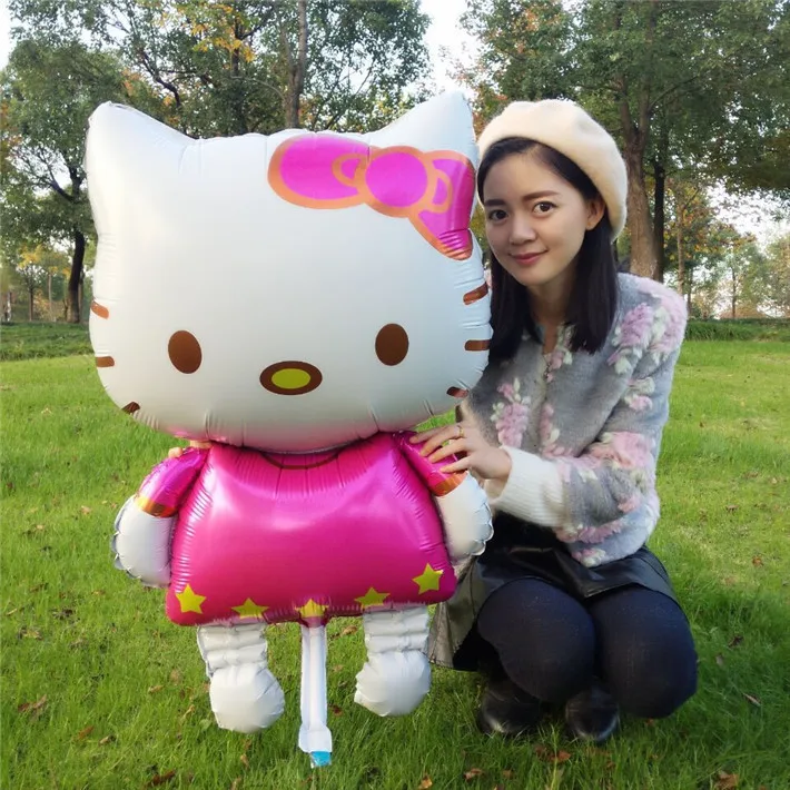 116*65 см большой Размеры Hello Kitty Cat Фольга Воздушные шары мультфильм день рождения