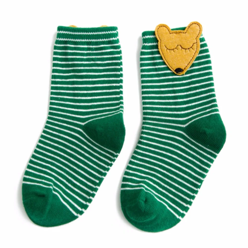 

1Pair Spring Baby Girl Boy Kids Warm Socks Cute Cartoon Striped Printed Soft Socks Cotton Leg Warmers