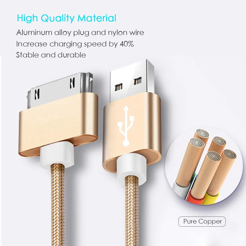 SUPTEC 2.4A USB кабель для быстрой зарядки для iPhone 4 s 4S 3GS iPad 2 3 iPod Nano touch 30 Pin зарядное устройство кабель для передачи данных 2
