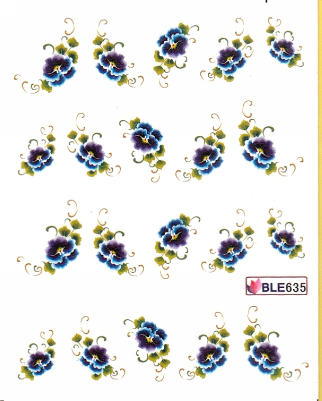 11 упак./лот переводка NAIL ART наклейки на ногти Цветок Трава Роза саронская CANNA BLE631-641