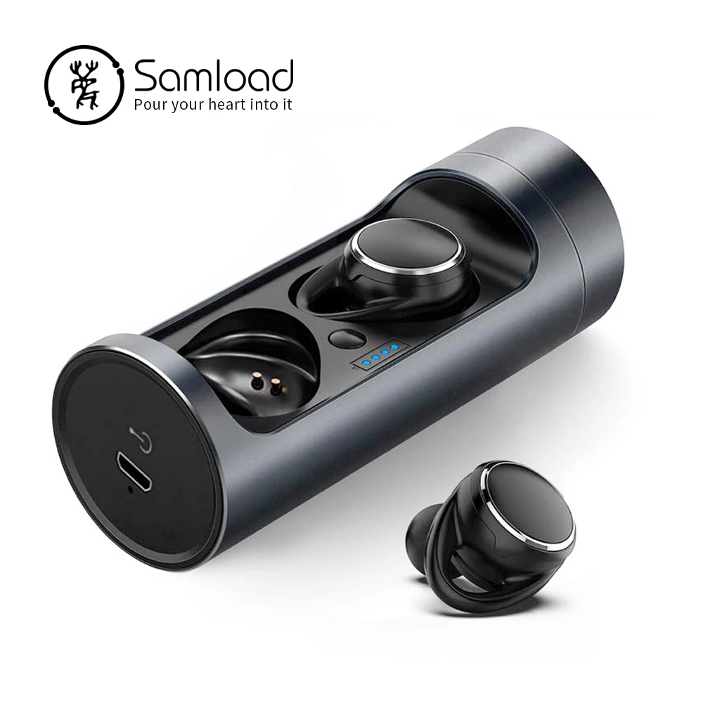 Samload мини беспроводные наушники с глубоким басом Bluetooth 5,0 наушники с металлической зарядной коробкой для iPhone Xiaomi sony LG Honor