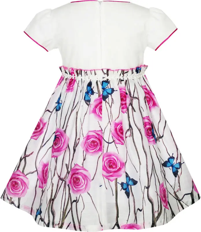 Girls Dress Rose Flower Butterfly Princess Birthday Party Sundress Cotton 2020 Summer Wedding Dresses Size 4-10 Carnival | Детская