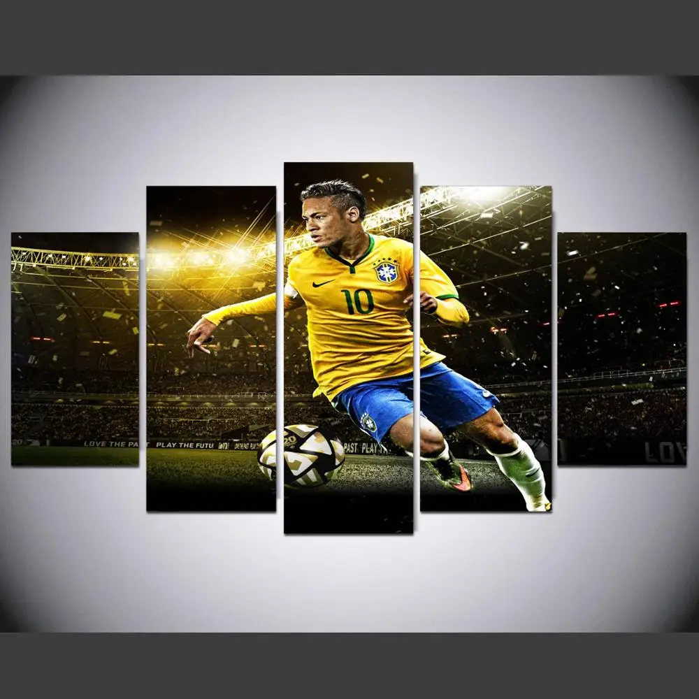 HD холст печатных живопись 5 шт. стены книги по искусству Неймар футбол конкурс