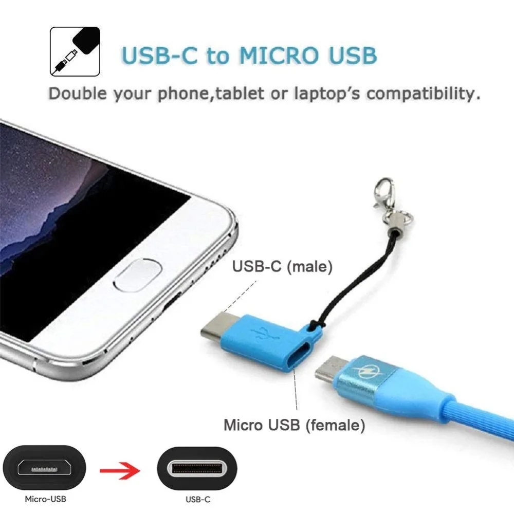 Micro USB к usb type C адаптер разъем type-C микро-usb 2,0 Женский адаптер зарядного устройства для samsung Xiaomi huawei телефон