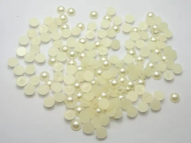 

2000 Ivory Half Pearl Gems Flatback Bead 2mm Nail Art Tips +Storage Box