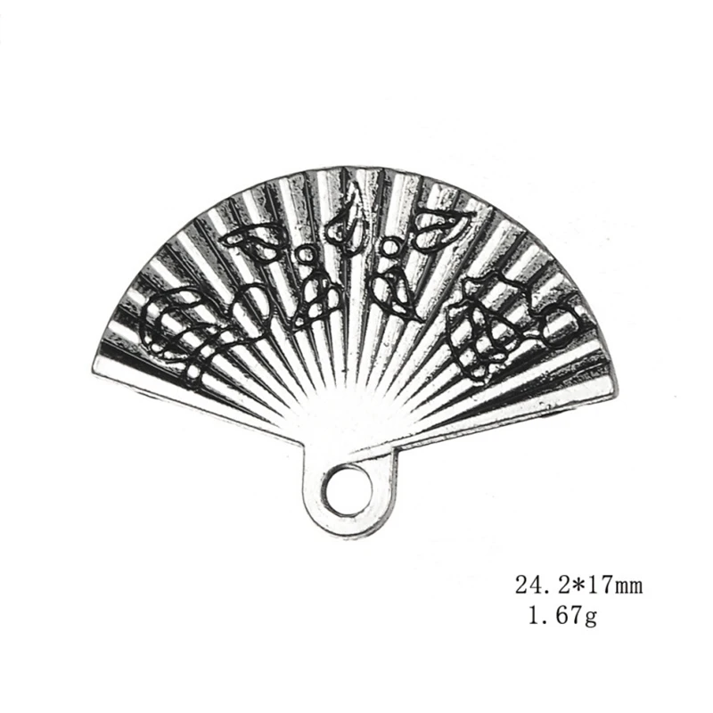 

Antique Silver Cute Fan Pendant Necklace Charms Jewelry Accessories For DIY Handmade Keychains,Bracelets Making