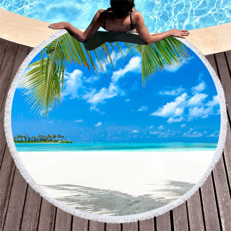 3d пляжное полотенце с изображением острова Maldives голубое небо белые облака