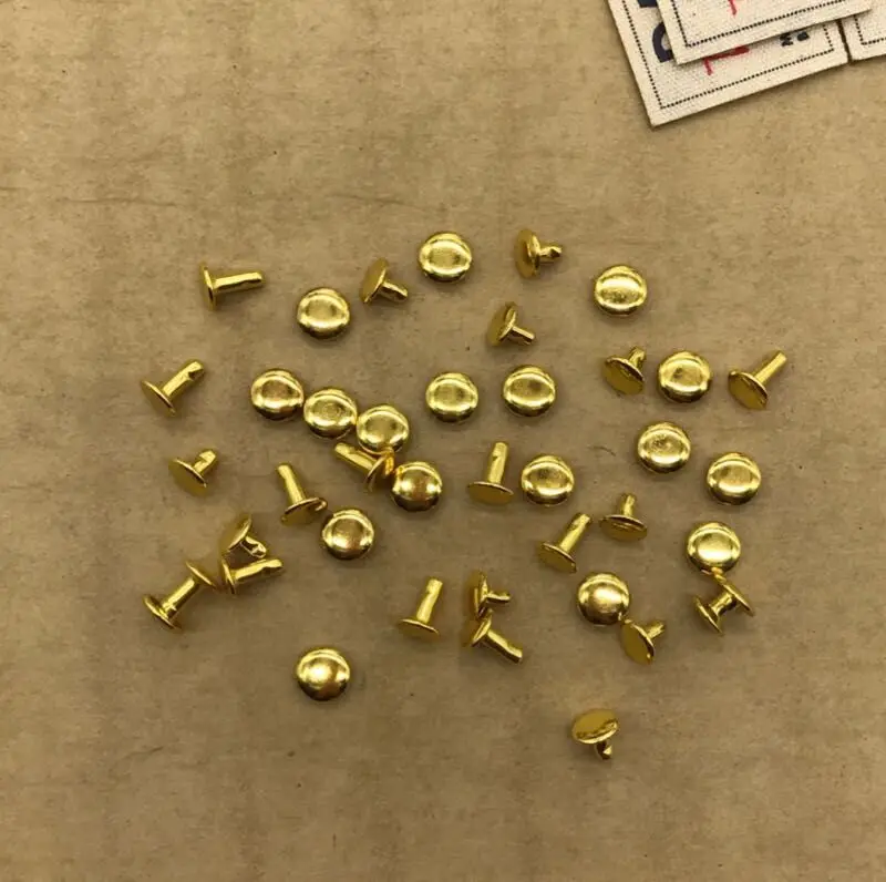 Двойная круглая крышка из золотой латуни Быстрая заклепка в стиле панк рок