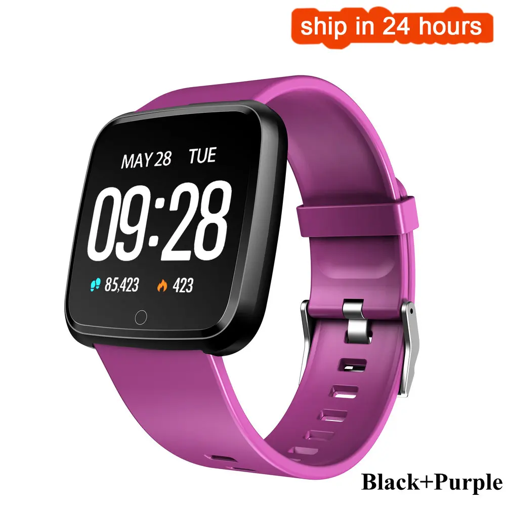 Black Purple Y7 Смарт-часы IP67 Водонепроницаемый фитнес-трекер монитор сердечного ритма кровяное давление женские мужские часы умные часы для Android IOS - Цвет: Black Purple