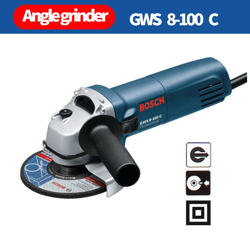 GWS 8-100 C Bosch GWS серии угловая шлифовальная машина для резки металла полировальная машина Обновленная новая шлифовальная машина для металла - Цвет: GWS 8-100 C