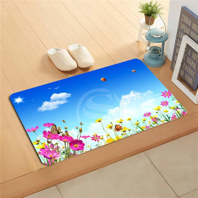 W620 #13 пользовательские бабочки и цветы аниме дверной коврик с акварельной