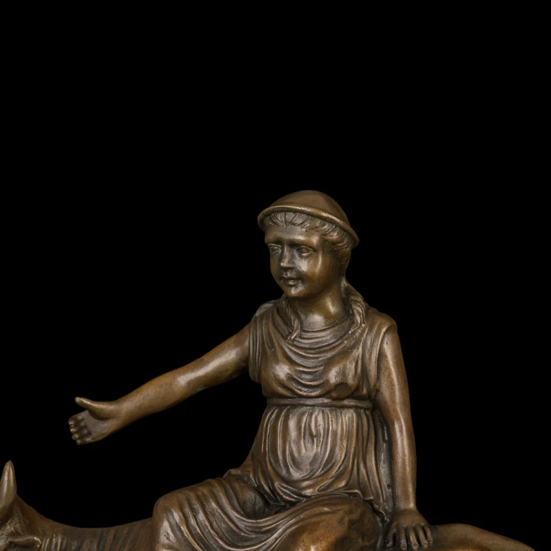 

ArtsHom DS-026 Bronze Ancient Greek Mythology Sculptures Classical Europa and Bull Bronze Statue Figurine for Drawing Room