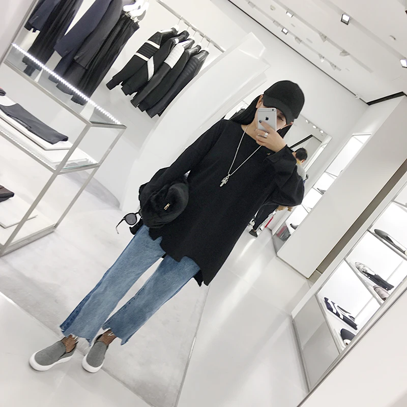 Корейская сторона бар весна цвет джинсы женский флэш широкие брюки ноги девять