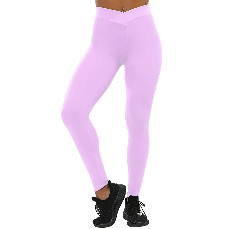 Light Purple Обтягивающие женские леггинсы для фитнеса ВОРКАУТ, отжимания леггинсы Повседневное пуш-ап леггинсы дышащие обтягивающие леггинсы для женщин - Цвет: Light Purple