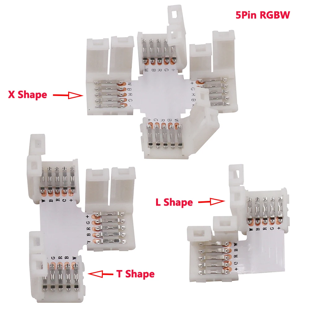 Светодиодная лента RGBW 5 шт. 4 контактный разъем RGB 10 мм 5PIN 12 L T X 2 мм|led strip rgb connector|rgb