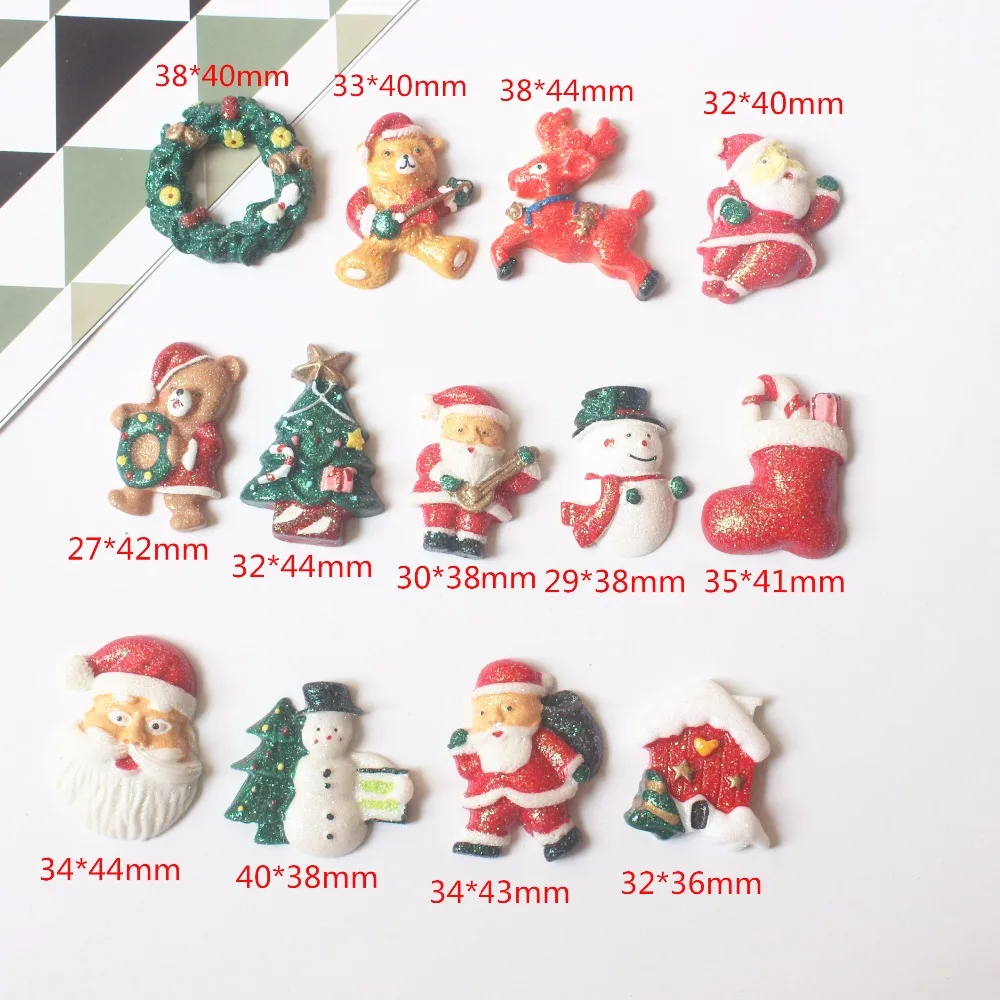 5 шт./лот плоской задней смола Рождественский Снеговик Санта Рождественская елка