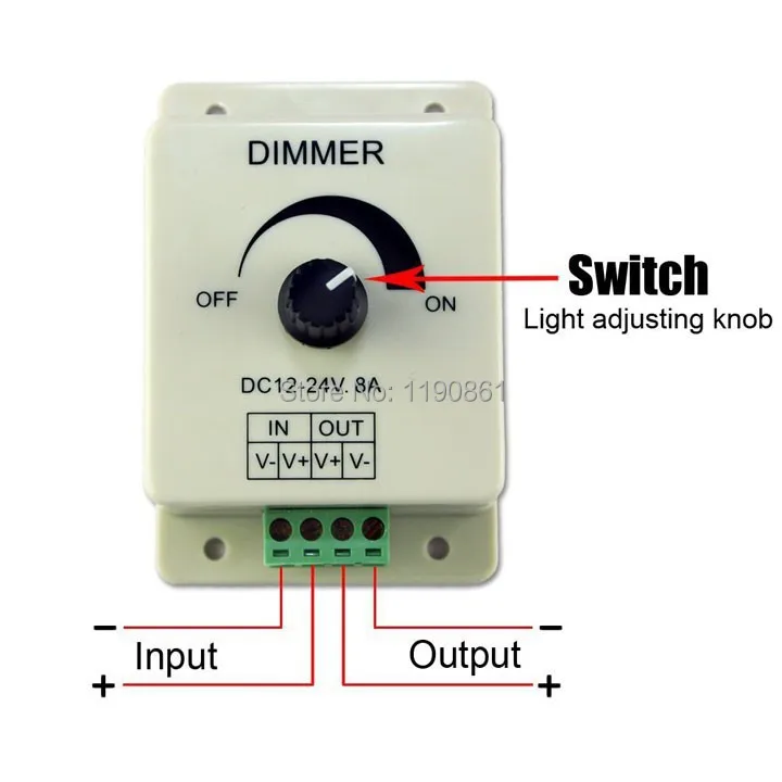 10 шт./лот Светодиодный регулятор яркости 12 В 8 А 96 Вт|led dimmer 12v|led dimmerdimmer 12v 8a |