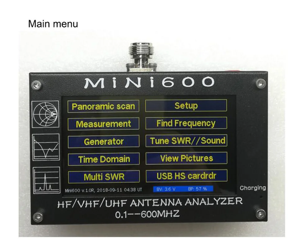Для радио Mini600 HF VHF UHF анализатор антенны 0,1-600 МГц измеритель коэффициента стоячей воды 1,0-1999 5 V/1.5A TF карты C6-007