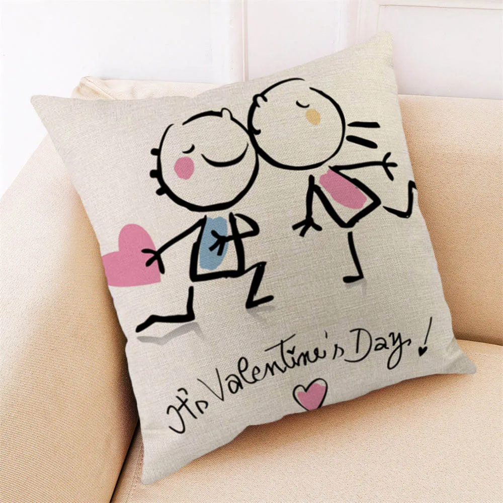 Наволочка для подушки Happy Valentines Day LOVE 45*45 см наволочка из хлопка и льна